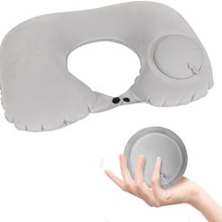 Travel Pillow, Inflatable Neck Pillow, Inflatable Travel Pillow, Inflatable U Shape Pillow, Travel Neck Pillow, Travel Pillows for neck inflatable, Travel Neck Pillow with Pressing Inflation Pump,Grey