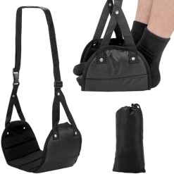 Foot Hammock for Flight,Portable Airplane Foot Rest, Adjustable Plane Foot,Hammock,Comfortable Foldable Airplane Foot Hammock,Ideal for Business Travellers,Travel and Office-Black